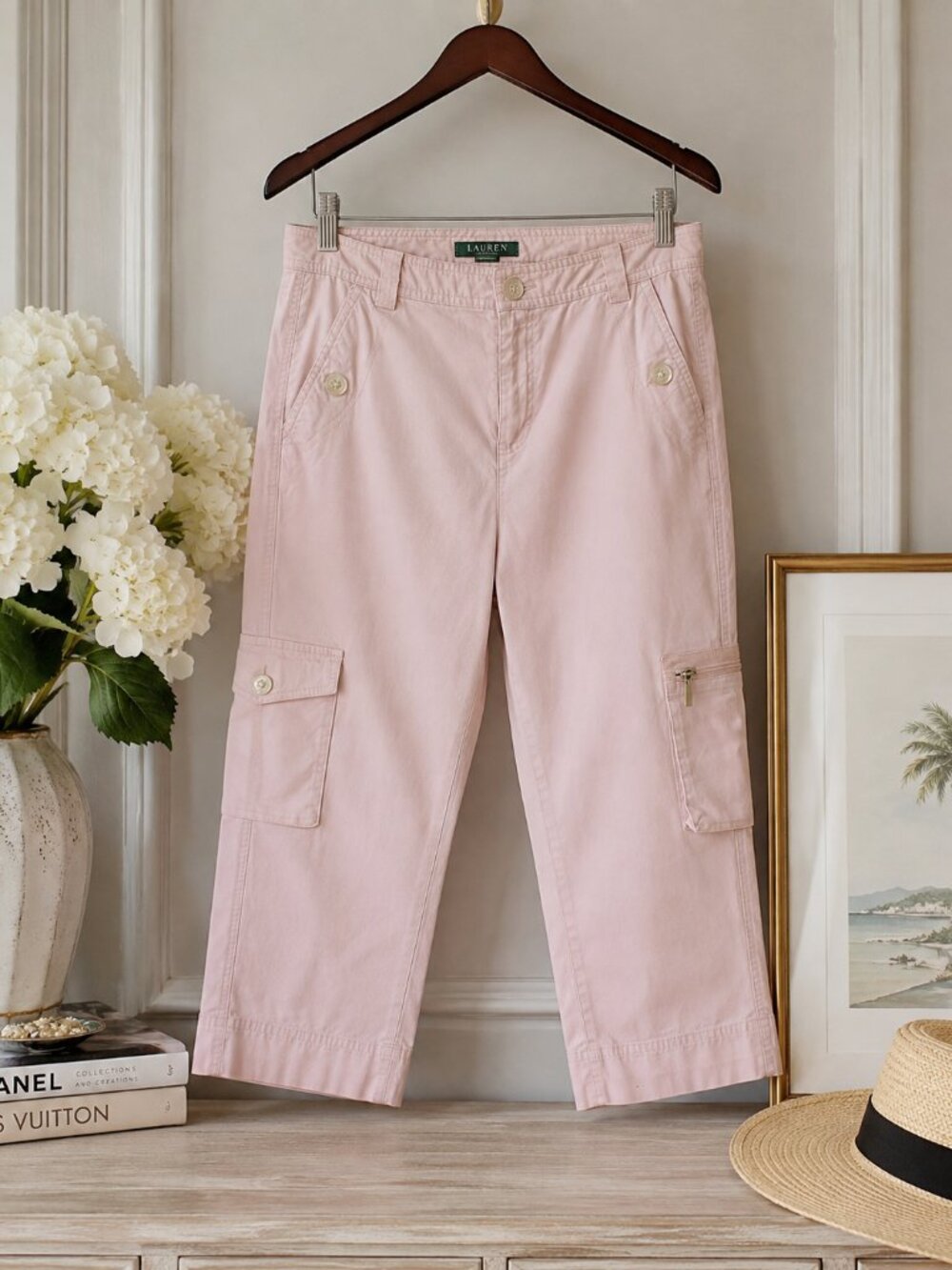 Lauren Ralph Lauren Blush Pink Cargo Capri Pants Size 8